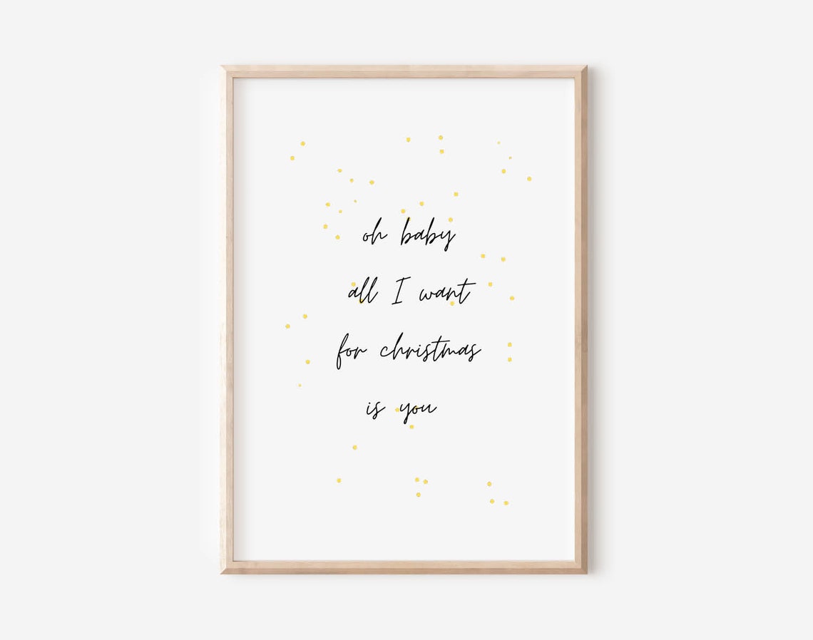 Oh Baby All I Want for Christmas Is You Romantic Gold Script Poster - Image 3