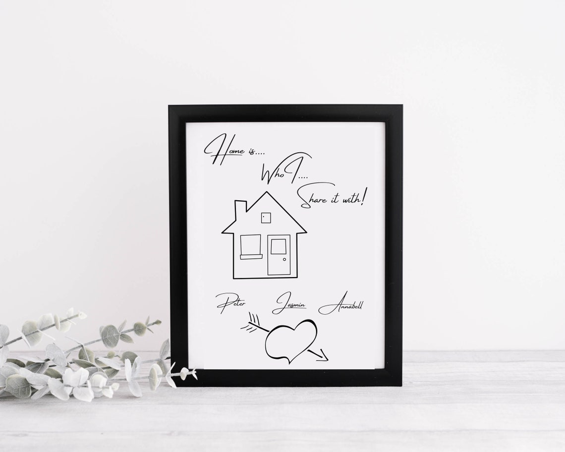 Home Is Who I Share It With Family Names House Doodle Poster - Image 3