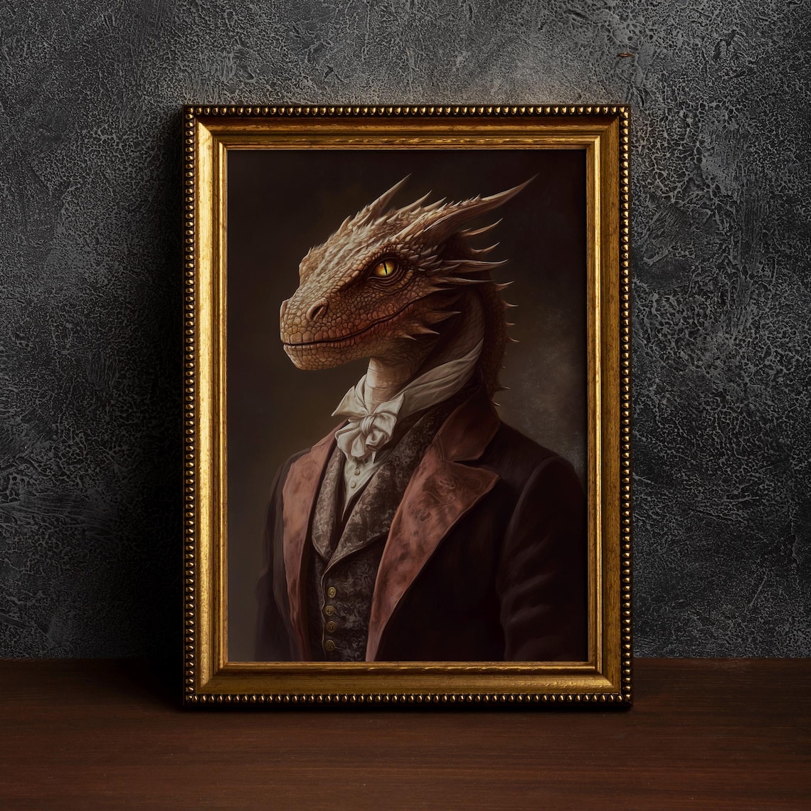 Victorian Dragon Gentleman in Suit Oil Painting Fantasy Poster