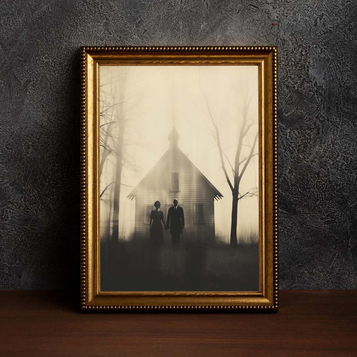 The Couple Gothic Misty Vintage Photo Dark Academia Art Print