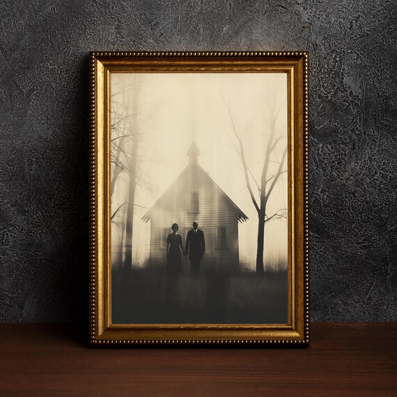 The Couple Gothic Misty Vintage Photo Dark Academia Art Print