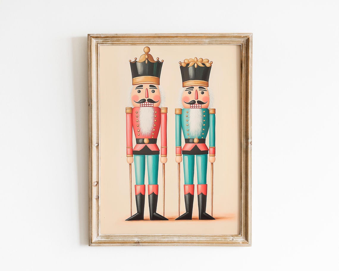 Vintage Nutcracker Soldiers Pair Classic Christmas Holiday Poster