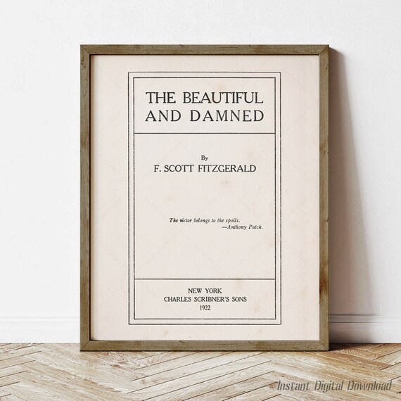 F Scott Fitzgerald The Beautiful And Damned 1922 Title Page Art Poster