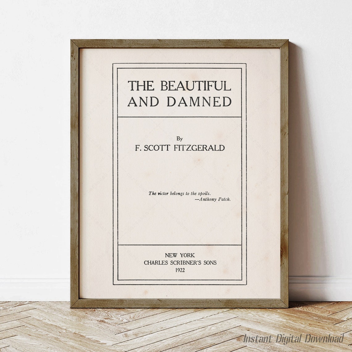 F Scott Fitzgerald The Beautiful And Damned 1922 Title Page Art Poster