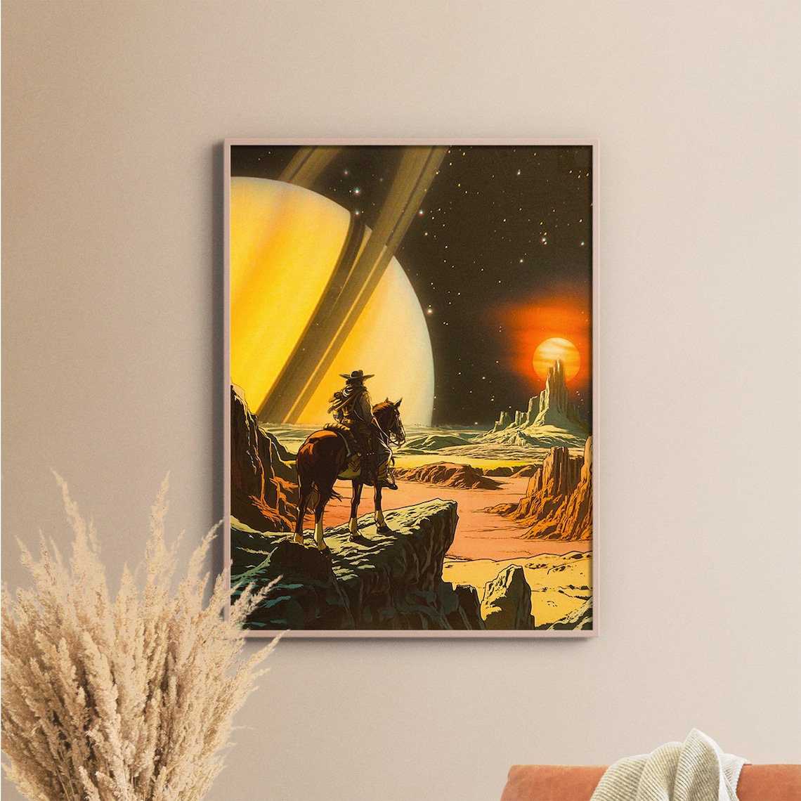 Cosmic Cowboy Retro Futuristic Western Sci-Fi Art Print