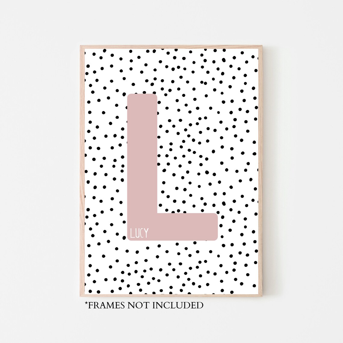 Letter Polka Print Personalized Nursery Decor Art Print