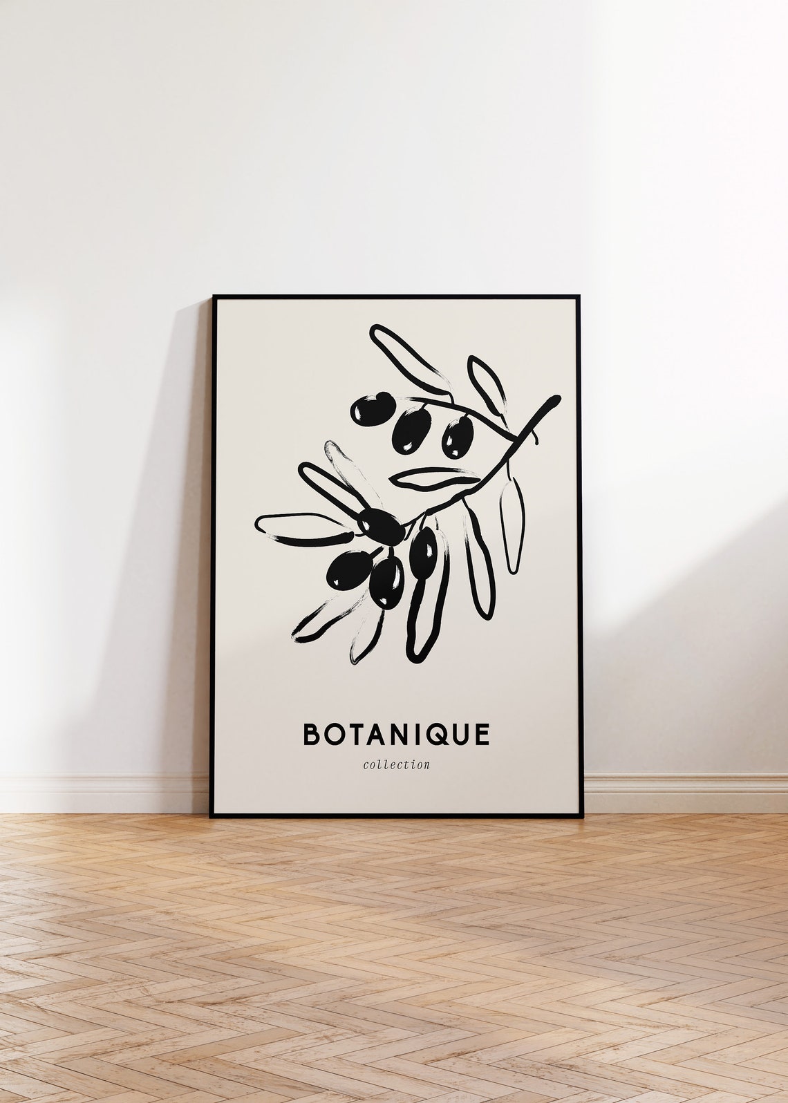 Botanique Olive Branch Ink Sketch Neutral Minimalist Art Poster