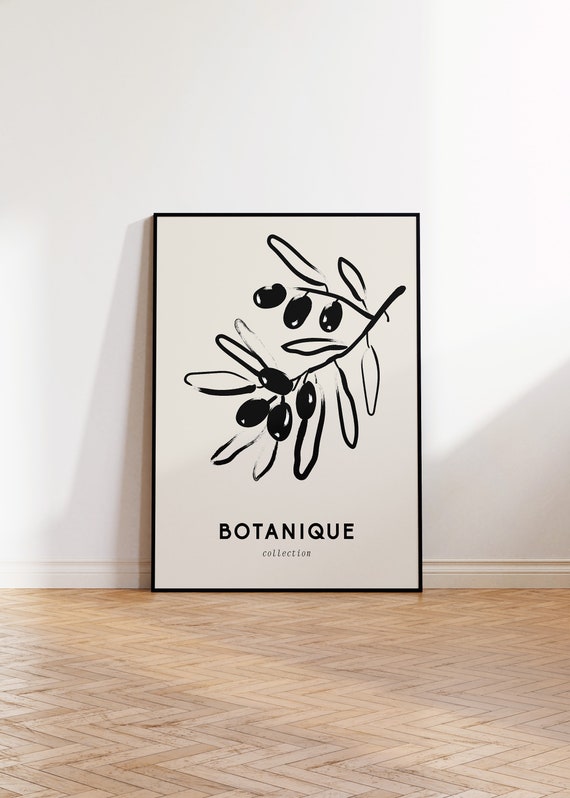 Neutral Olive Branch Olive Branch Print Contemporary Wall Art Neutral Beige Minimalist Art Unframed