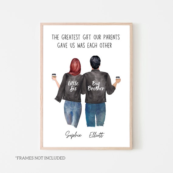 Personalised Brother Sister Gift, Family Art Print