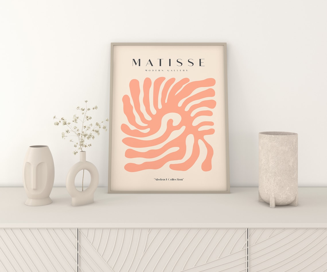 Matisse Coral Organic Leaf Shapes Modern Gallery Exhibition Wall Poster - Image 2