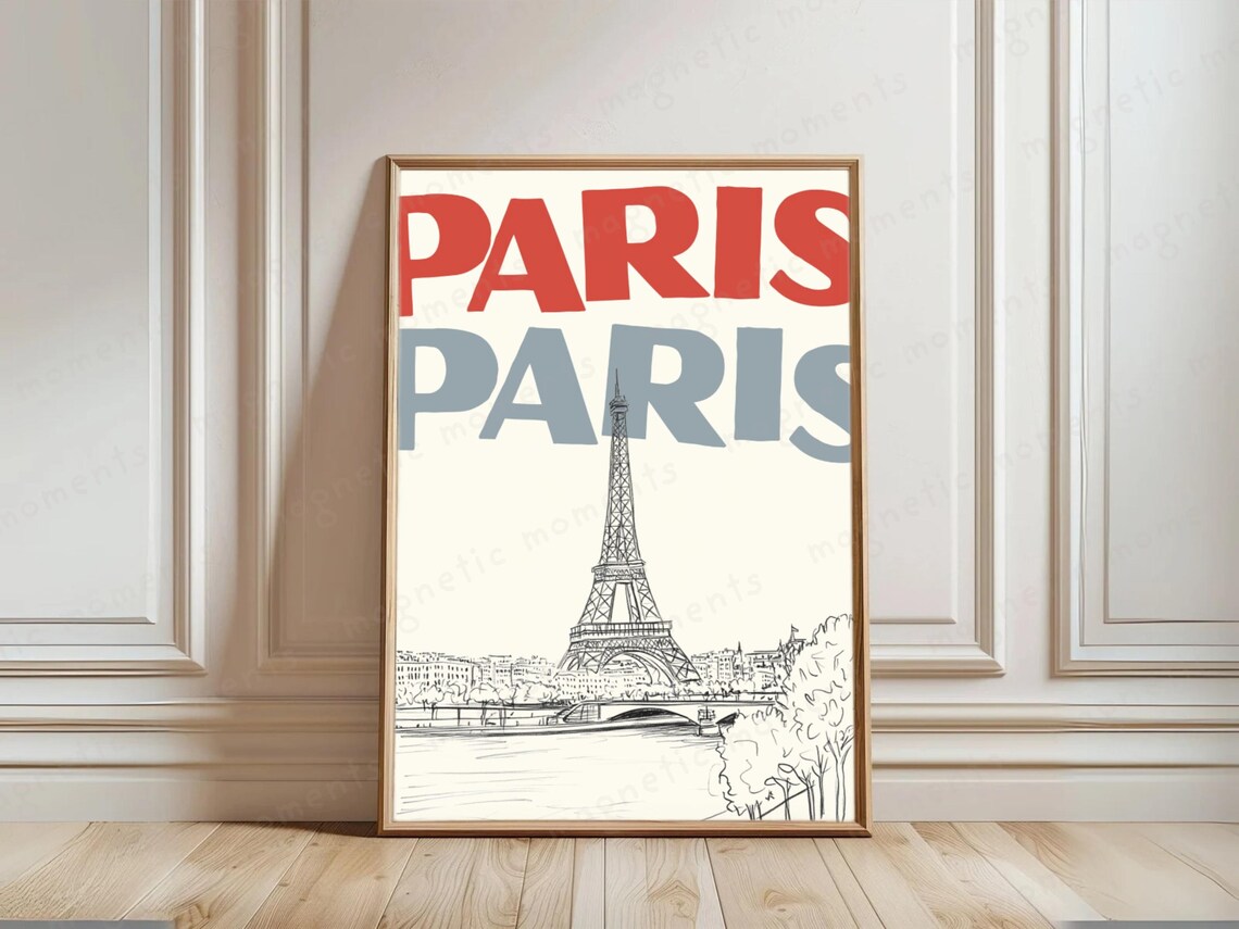 Paris Print France City Poster Eiffel Tower Art Landmarks Illustration Cityscape Wall Decor