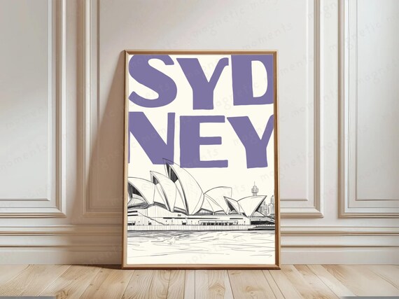 Sydney Print Australia City Poster Opera House Art Landmarks Illustration Skyline Wall Decor