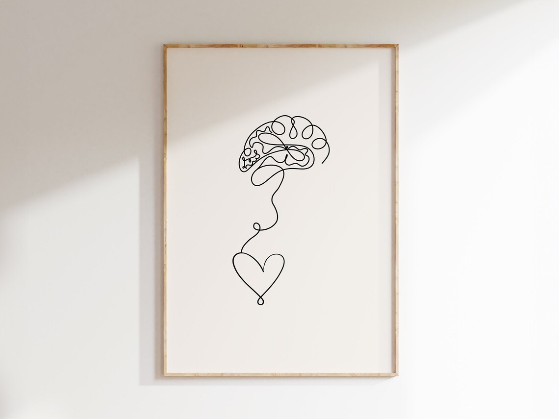 Brain And Heart Poster, Mental Health Office Art
