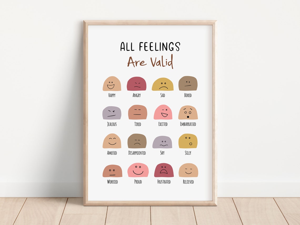 All Feelings Are Valid Emotion Faces Kids Feelings Chart Poster