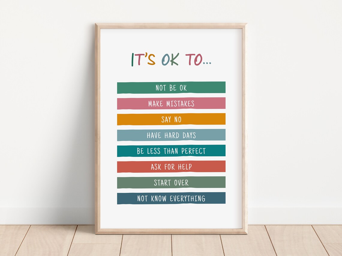 Its Ok To Colorful Affirmation Bars Mental Health Encouragement Poster