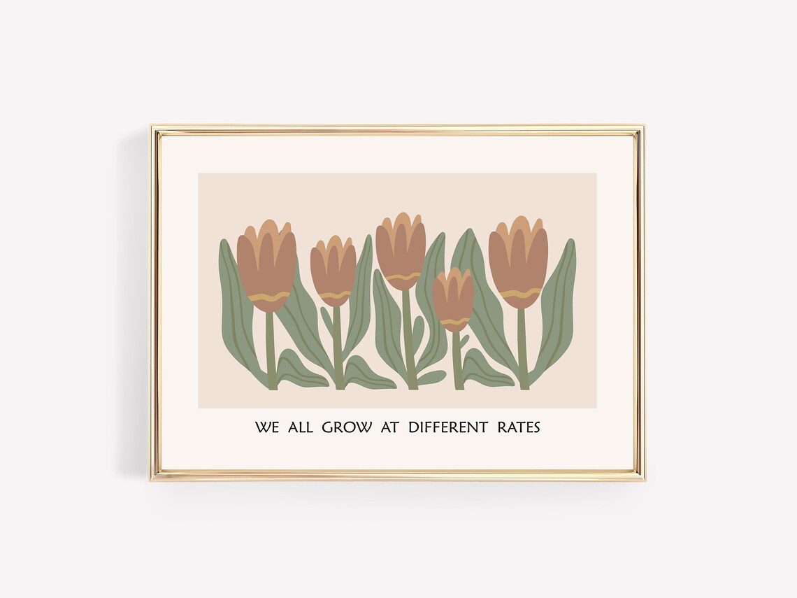We All Grow At Different Rates Tulip Floral Encouragement Art Poster - Image 3
