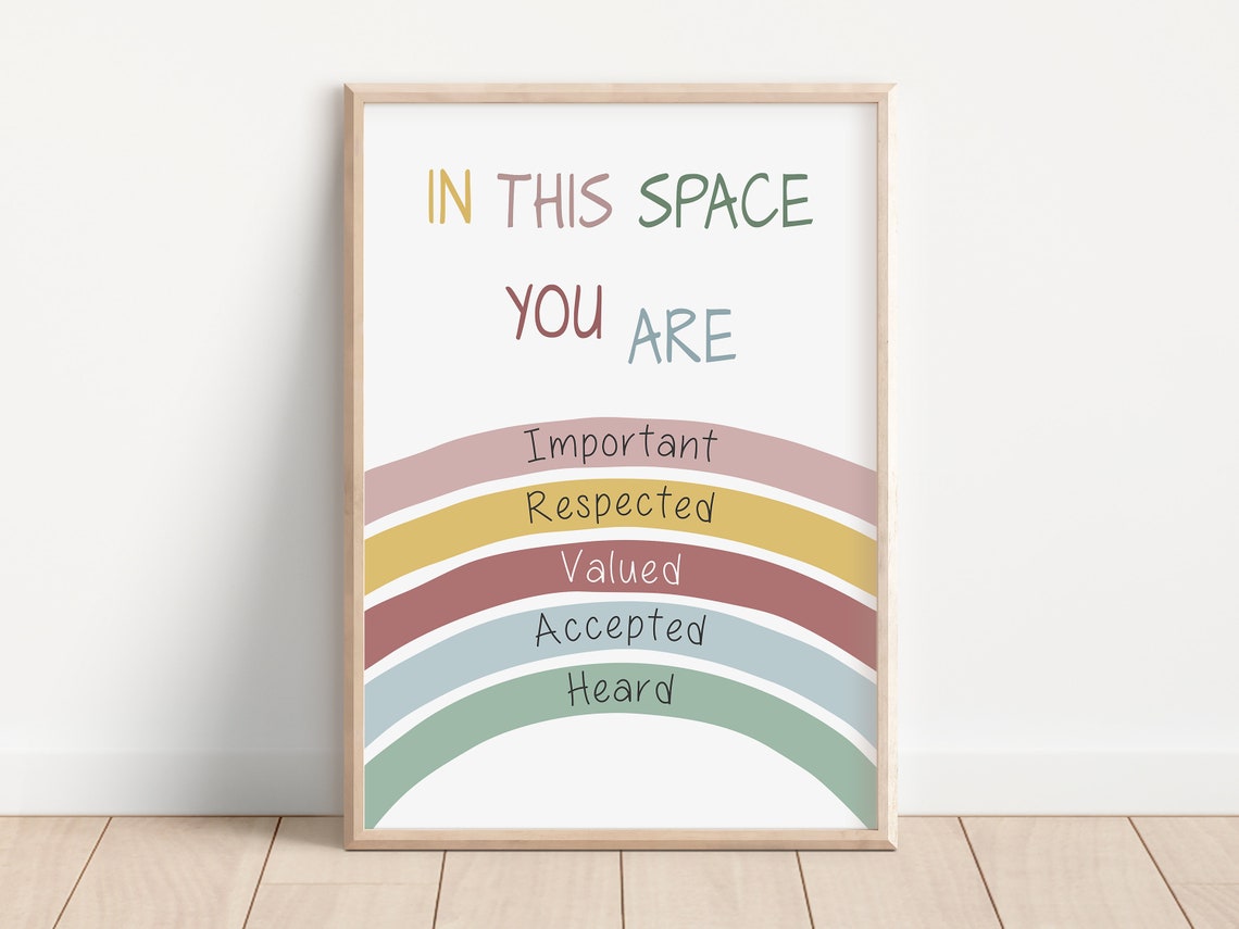 In This Space You Are Important Pastel Rainbow Safe Space Poster