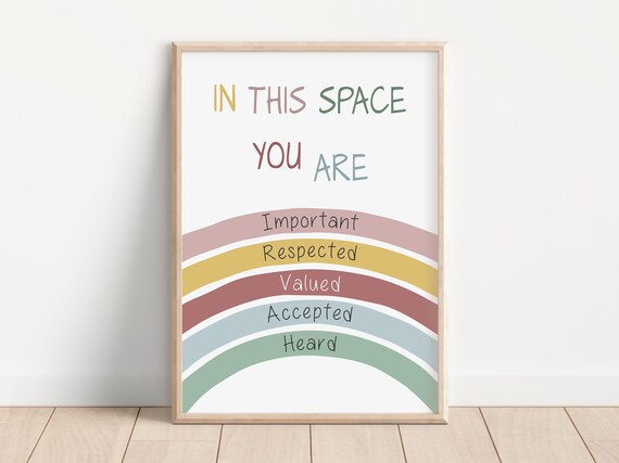 In This Space You Are Important Pastel Rainbow Safe Space Poster