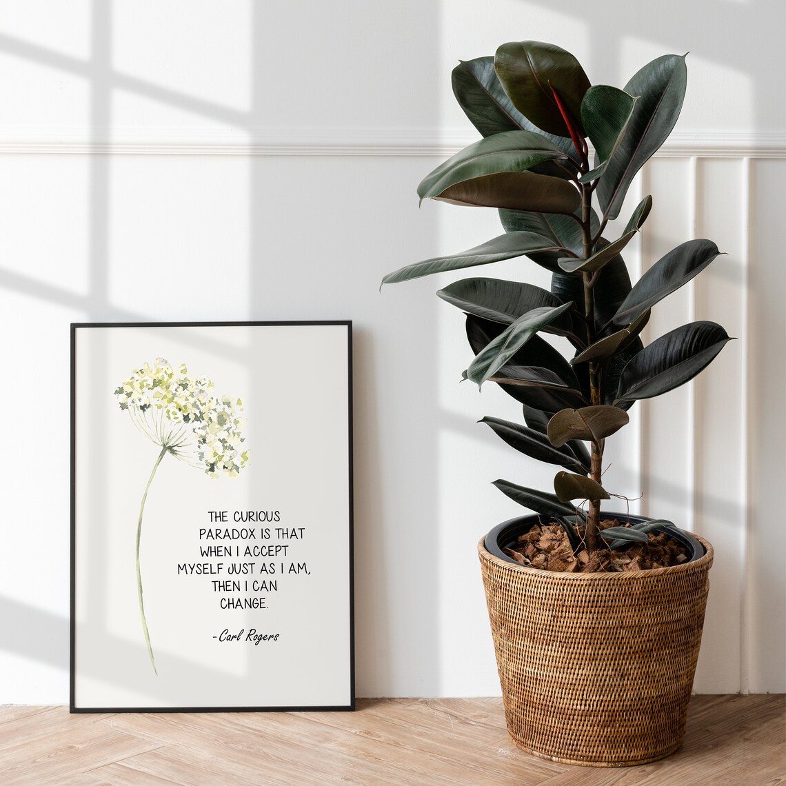 Carl Rogers The Curious Paradox Accept Myself Floral Quote Art Poster