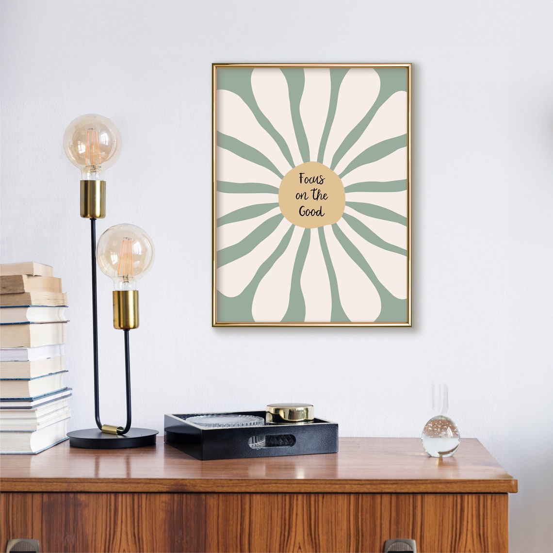 Focus On The Good Retro Flower Positivity Mental Health Poster - Image 3