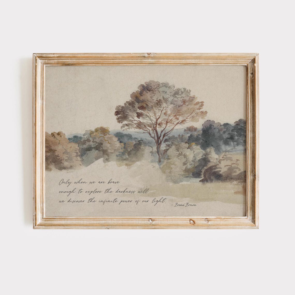 Brene Brown Brave Enough Darkness Watercolor Tree Landscape Poster