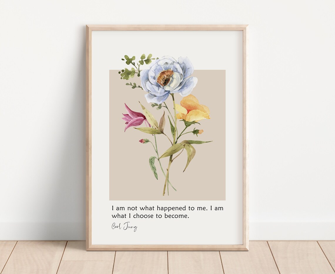 Carl Jung Choose To Become Floral Watercolor Therapy Office Poster - Image 2