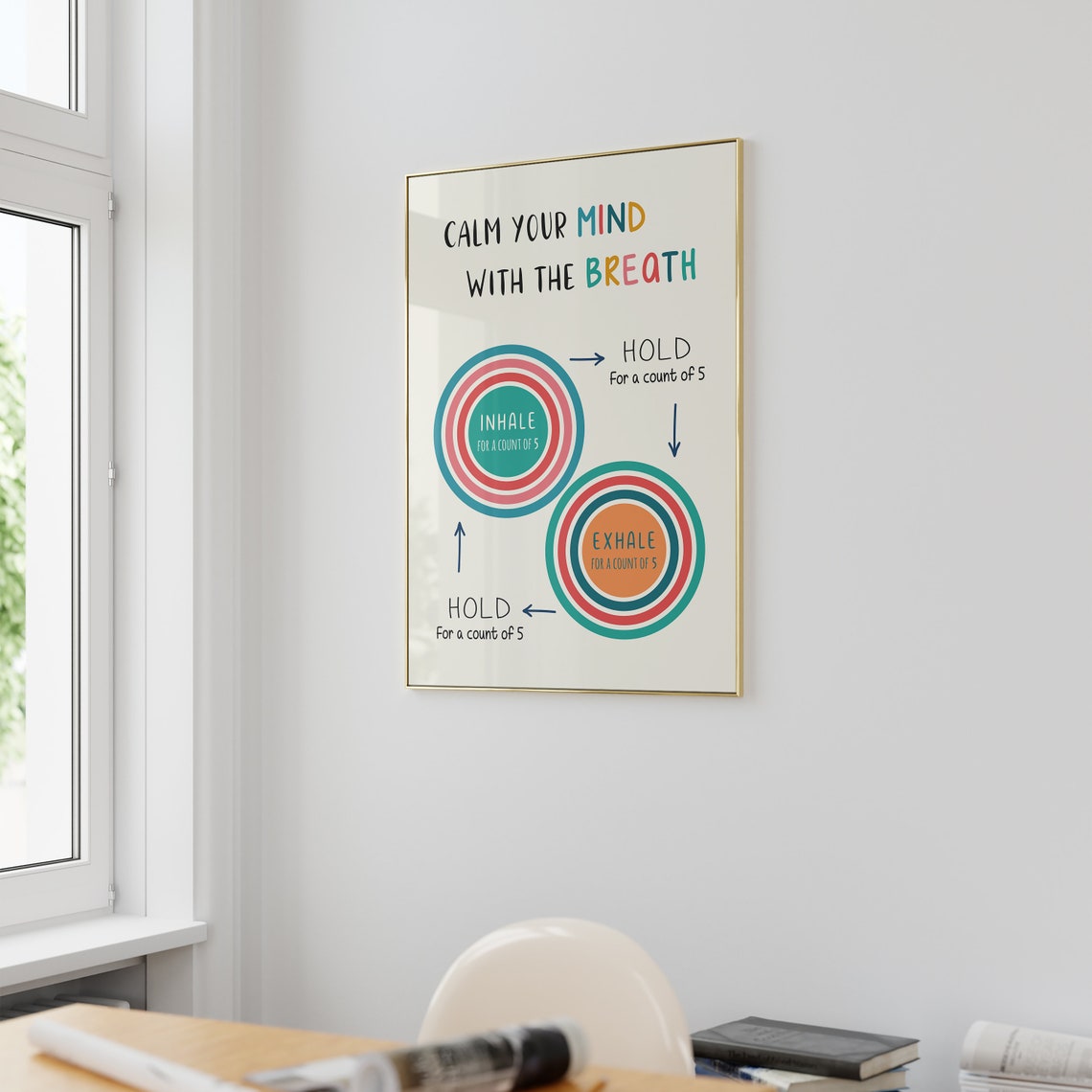 Calm Your Mind With The Breath Box Breathing Anxiety Therapy Poster - Image 2