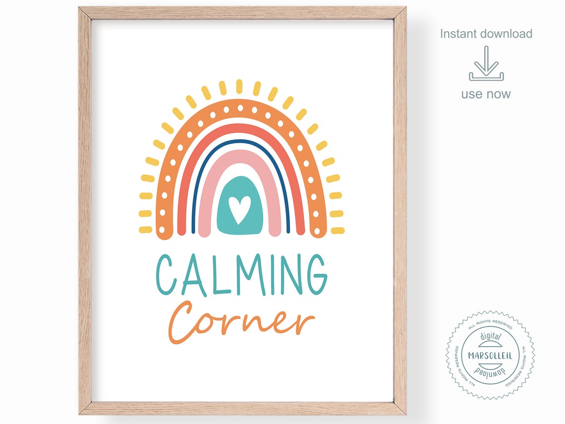 Calming Corner Rainbow Calm Down Corner Kids Classroom Poster - Image 2