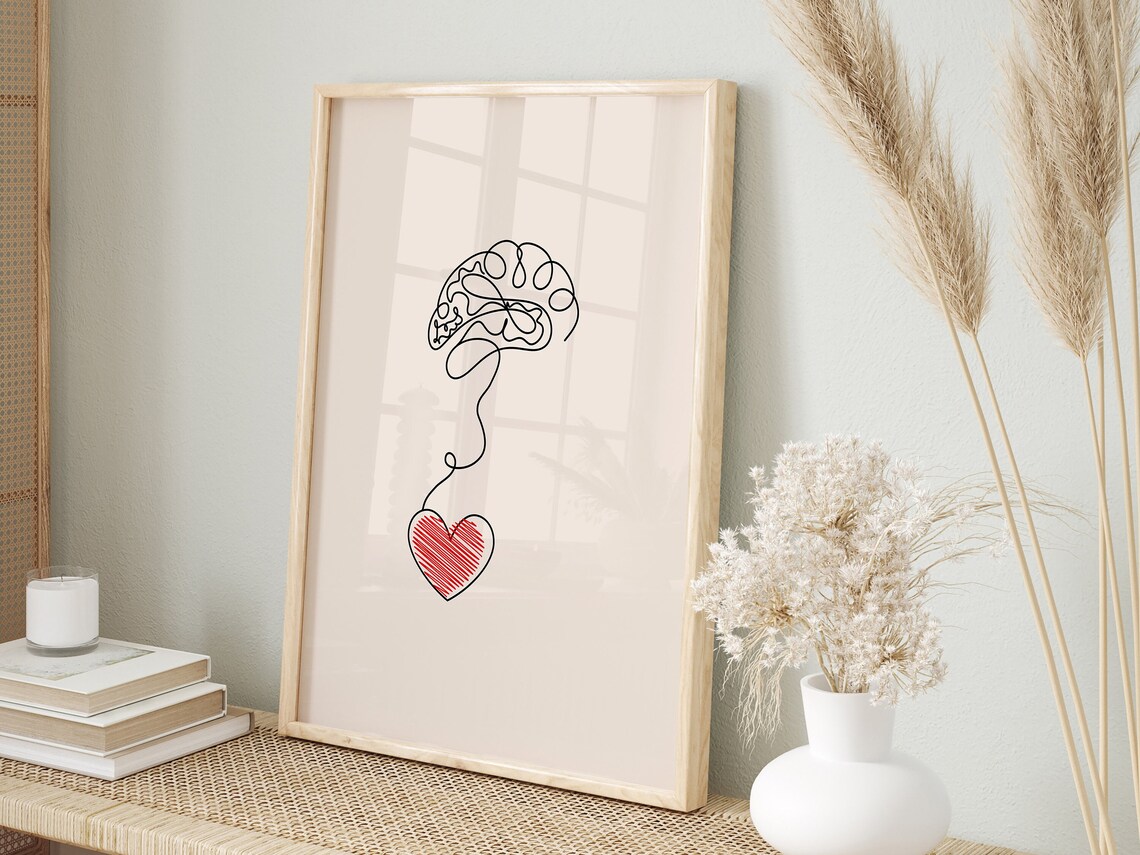 Brain and Heart Poster, Psychology Office Art Print - Image 2