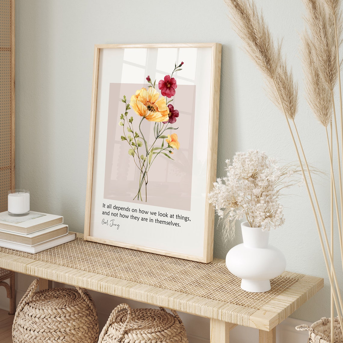 Carl Jung Perception Quote Watercolor Poppies Mental Health Poster - Image 2