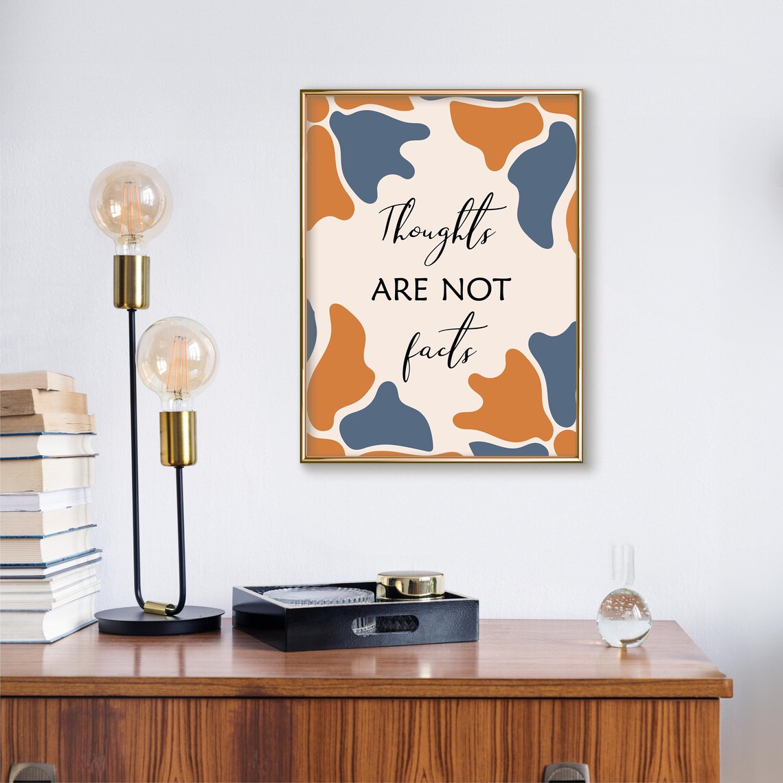 Thoughts Are Not Facts Boho Abstract Mental Health Quote Poster