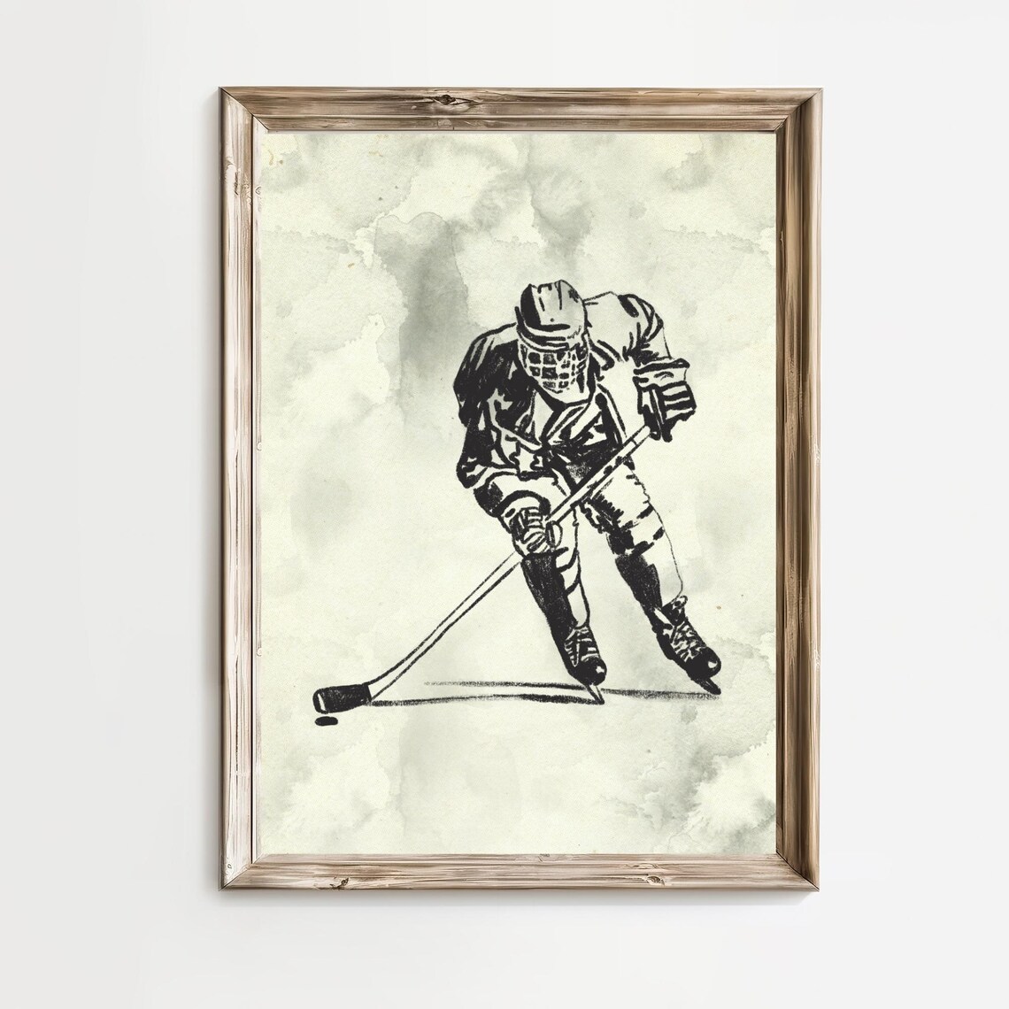 Vintage Hockey Player Nursery Decor Art Print