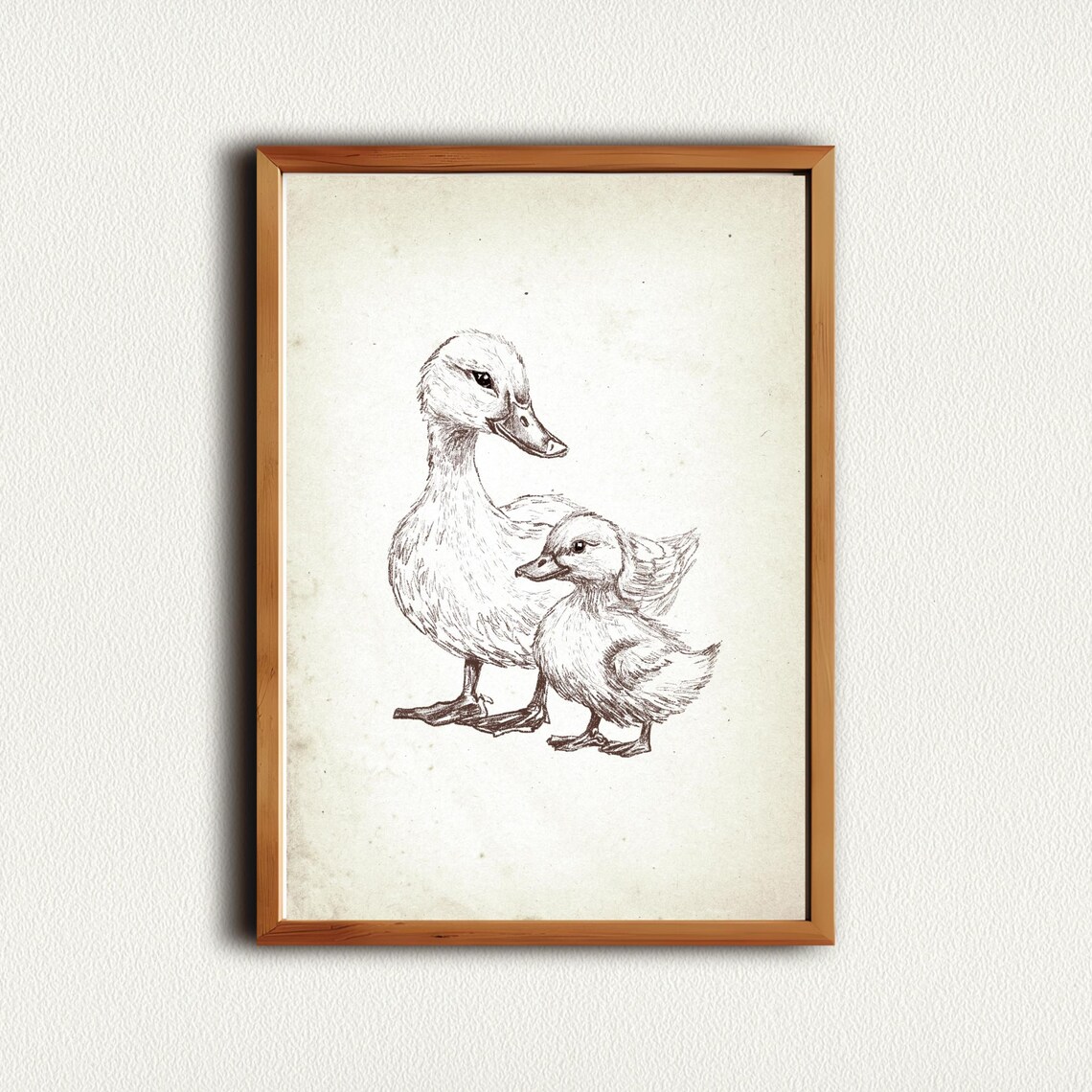 Mother Duck And Duckling Vintage Sketch Nursery Art Wall Poster - Image 4