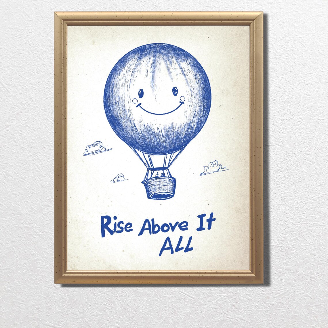 Rise Above It All Smiling Hot Air Balloon Motivational Quote Poster - Image 3