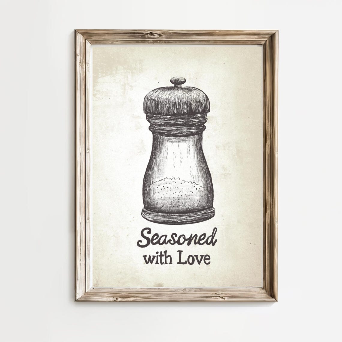 Seasoned With Love Salt Shaker Vintage Farmhouse Kitchen Poster