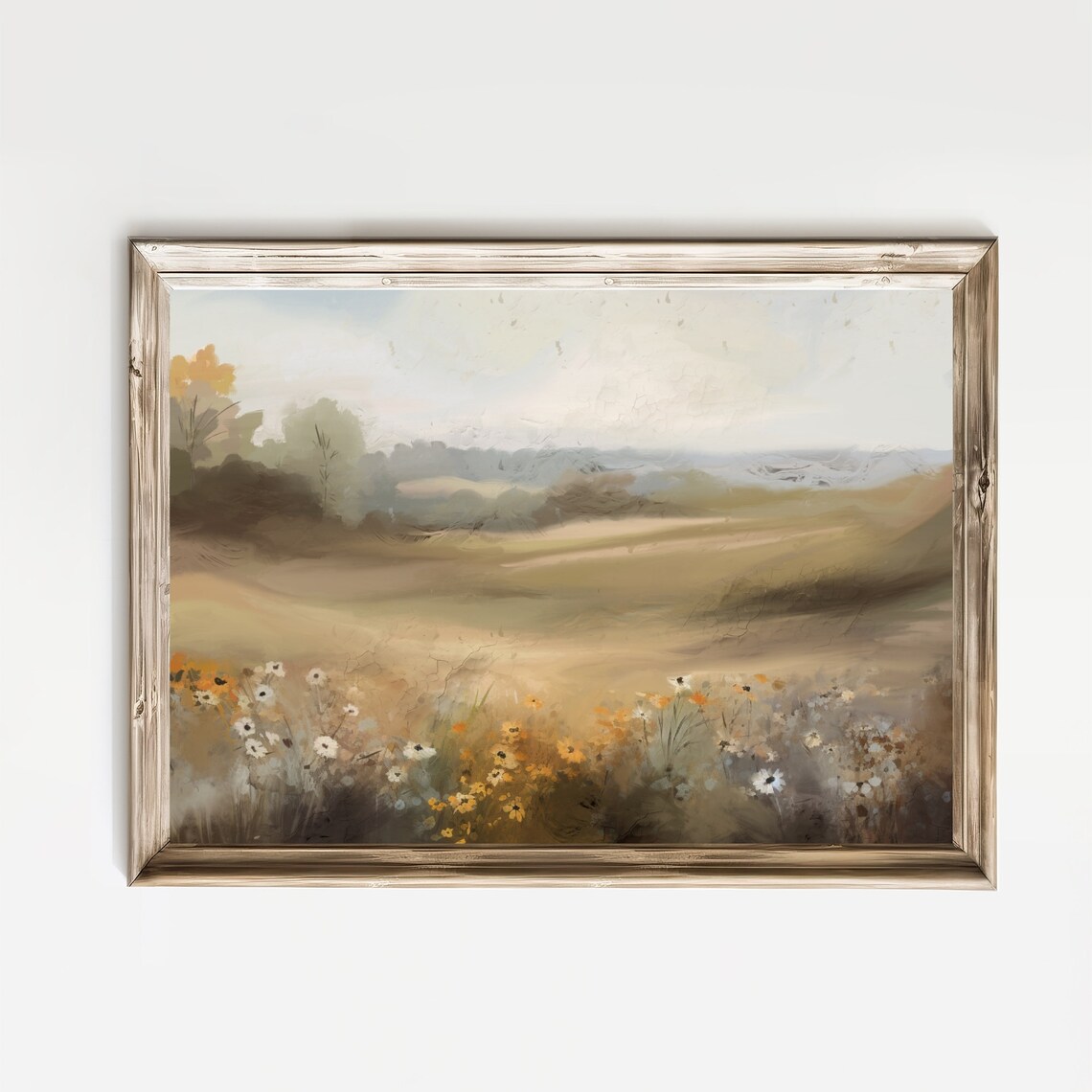 Wildflower Meadow Field Rustic Country Landscape Oil Painting Poster
