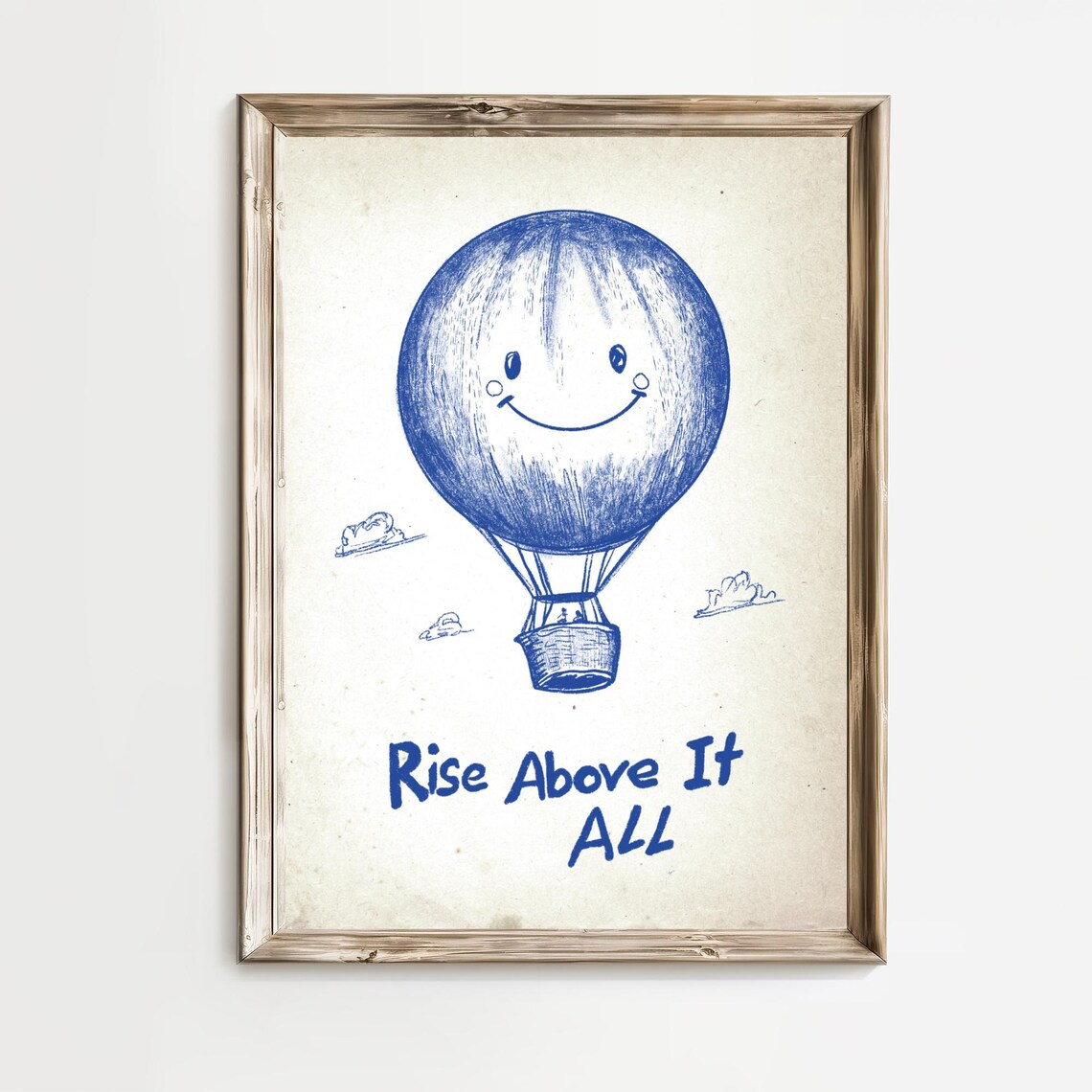 Rise Above It All Smiling Hot Air Balloon Motivational Quote Poster