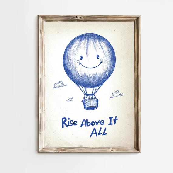 Retro Motivational Quote Poster Rise Above It All Print Modern Decor Motivational Prints Vintage Wall Art Poster Positivity Decor
