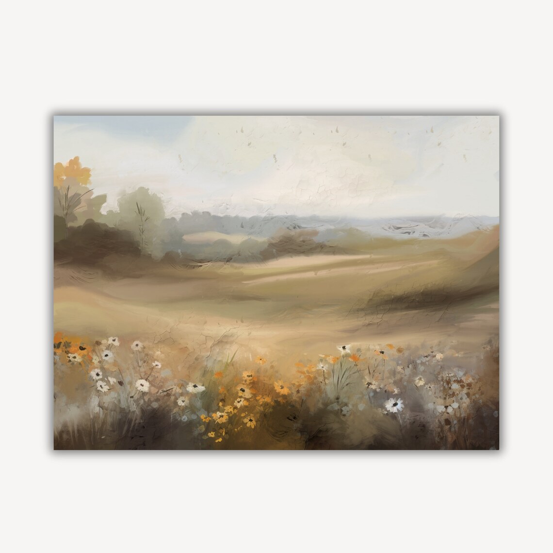 Wildflower Meadow Field Rustic Country Landscape Oil Painting Poster - Image 4