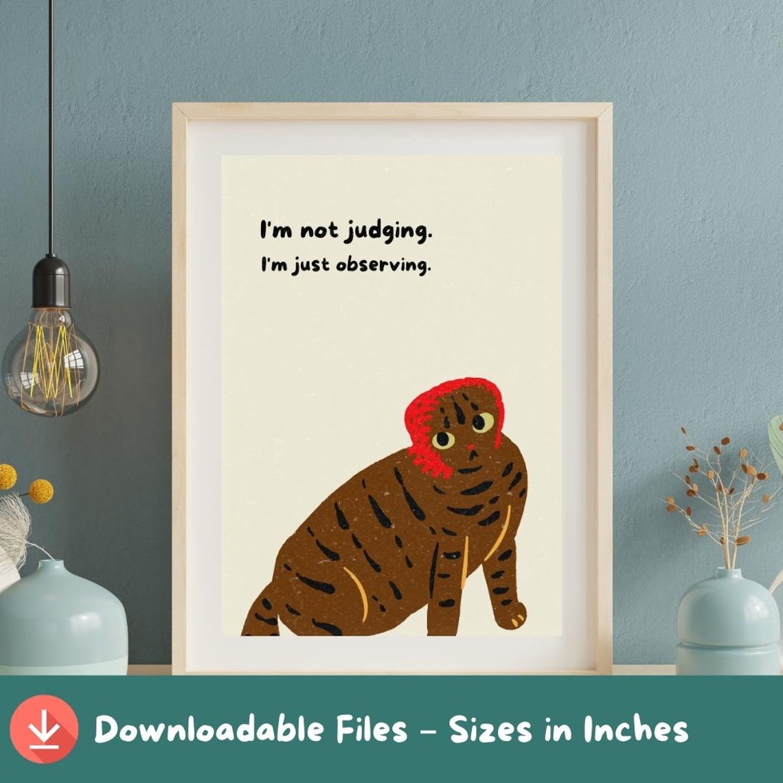 Sarcastic Cat Art Print Retro Feline Illustration A2a5 Sizes