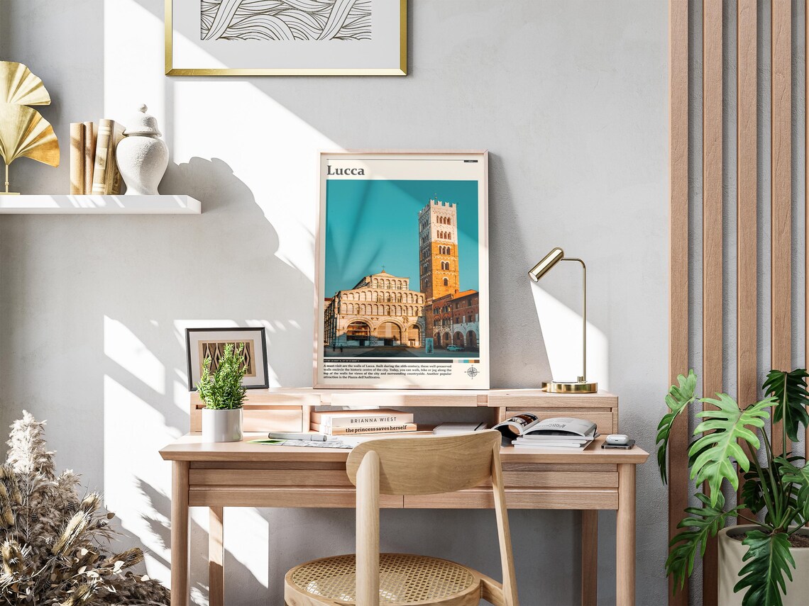 Lucca Italy Cathedral Bell Tower Historic Piazza Photography Poster - Image 4