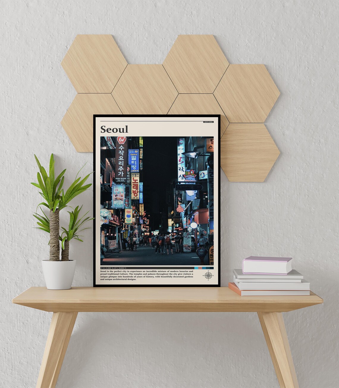 Seoul South Korea Neon Night Street Korean Signs Travel Poster - Image 3