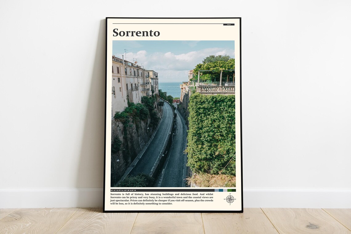 Sorrento Italy Winding Cliff Road Overlooking The Sea Travel Poster