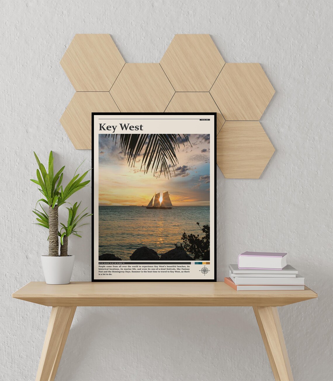 Key West Florida Sailboat Golden Sunset Sea View Travel Poster - Image 3