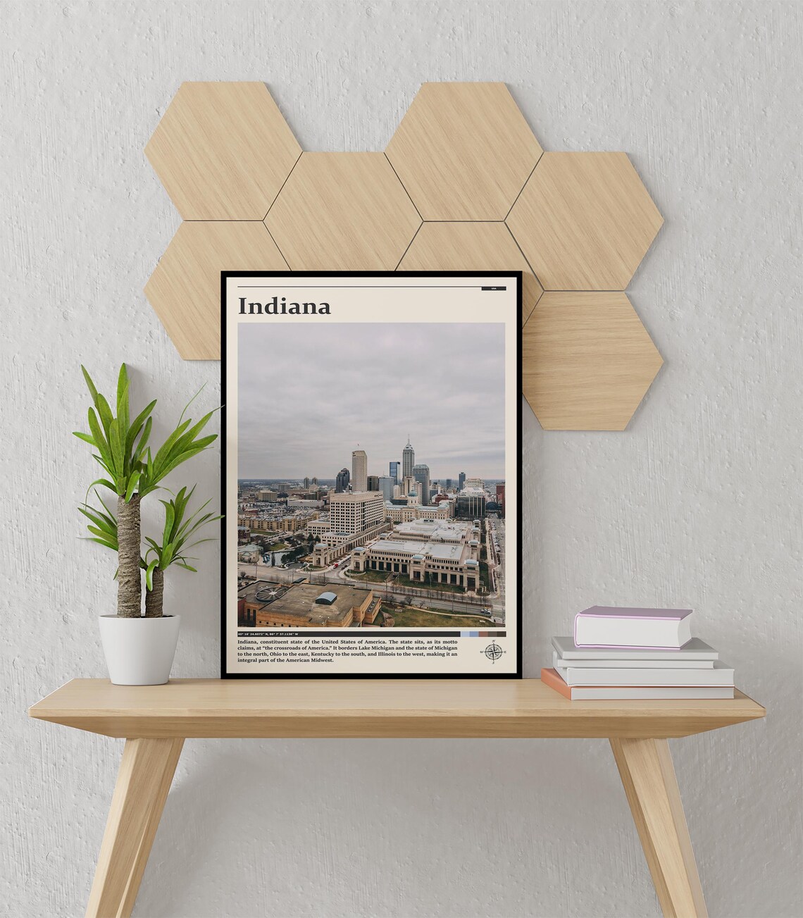 Indiana Downtown Aerial View Capital City Skyline Midwest Poster - Image 3