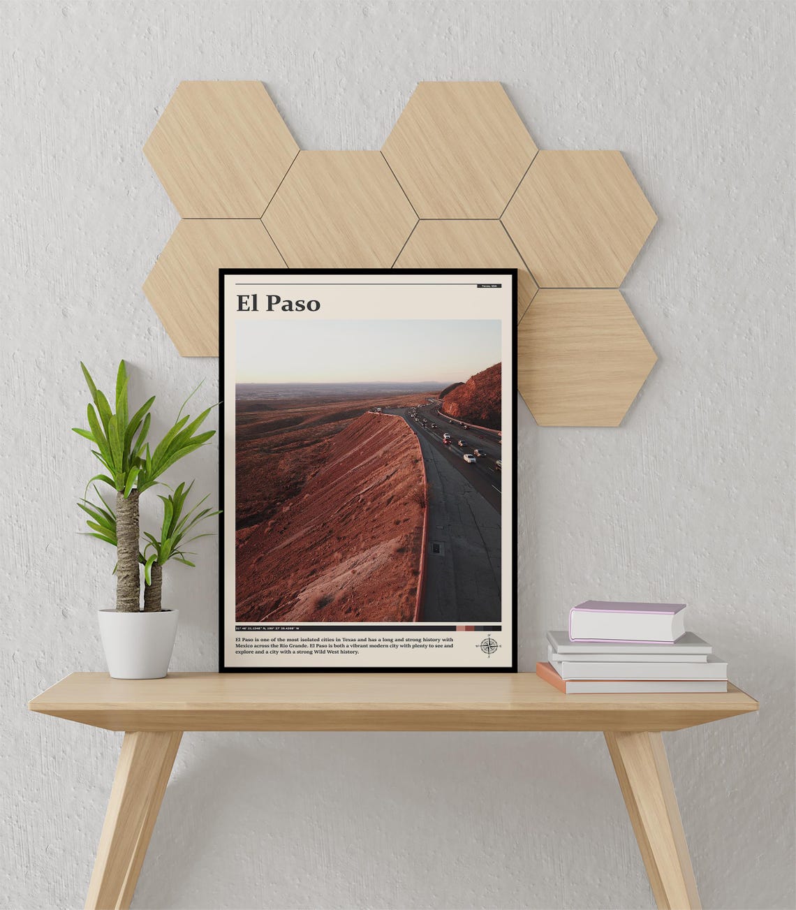 El Paso Texas Scenic Desert Highway Through Red Hills Sunset Poster - Image 3