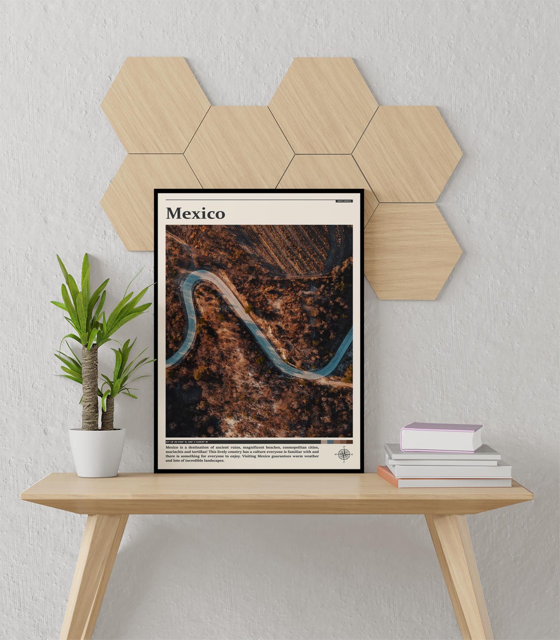Mexico Winding Mountain Road Aerial Desert Switchback Travel Poster - Image 3