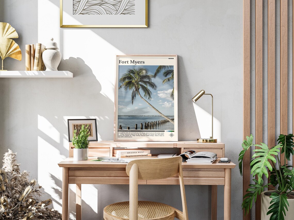 Fort Myers Florida Leaning Palm Old Pier Pilings Travel Poster - Image 4