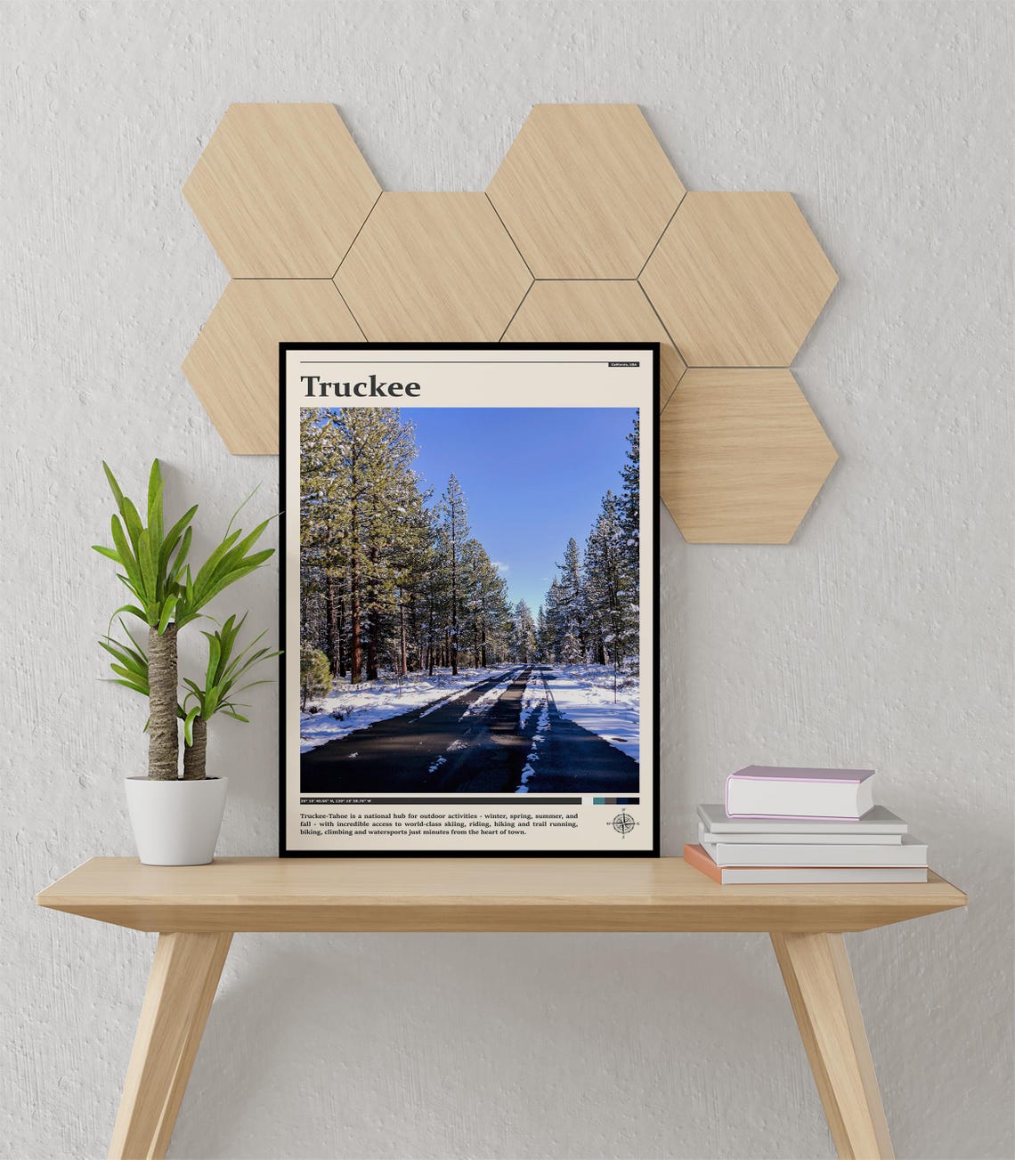 Truckee Tahoe Snowy Pine Forest Winter Road Photography Poster - Image 3