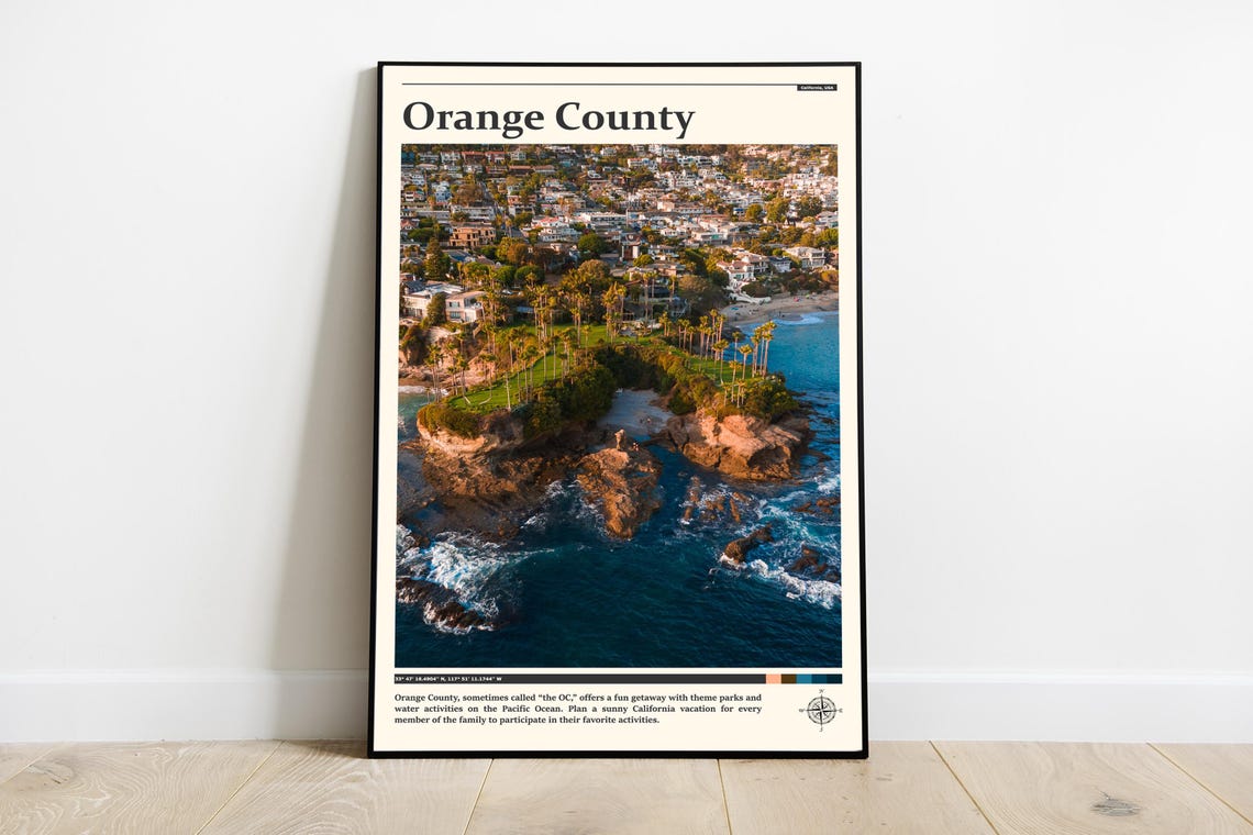Orange County Coastal Cliffs Aerial California Travel Poster